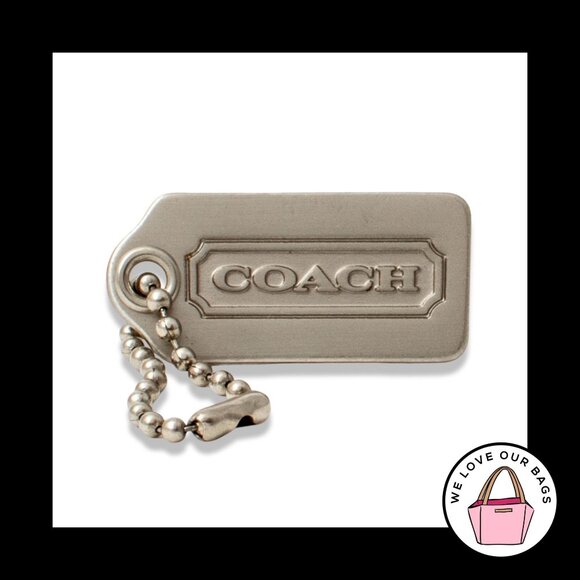 1.25" VINTAGE COACH BRUSHED Nickel Silver Metal Fob Bag Charm Keychain Hang Tag - Picture 1 of 2